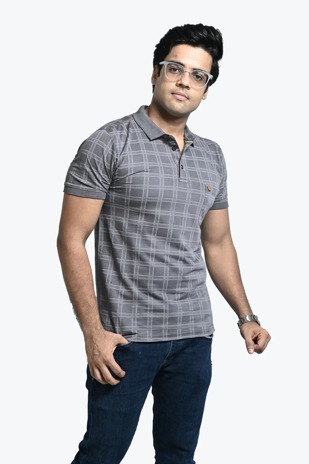 Grey Check Tee
