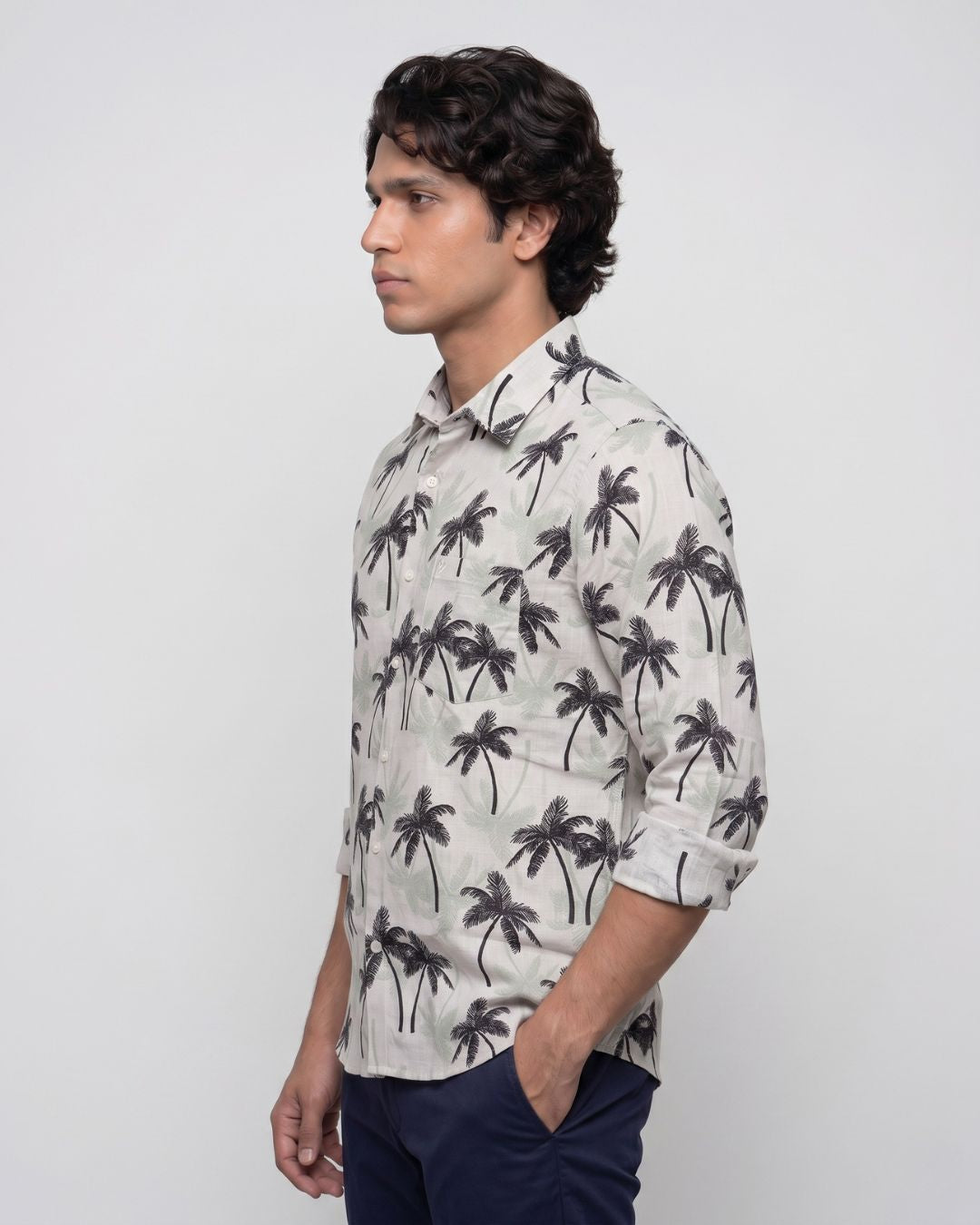 Off White Palm Tree Print Shirt