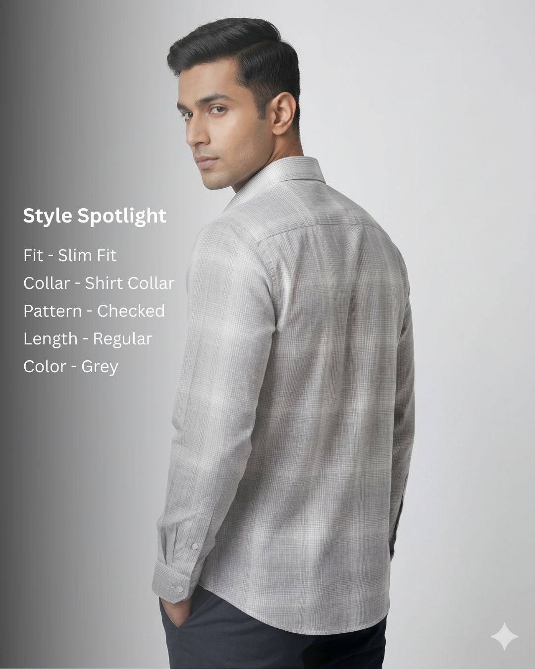 Grey & White Checked Shirt for Men
