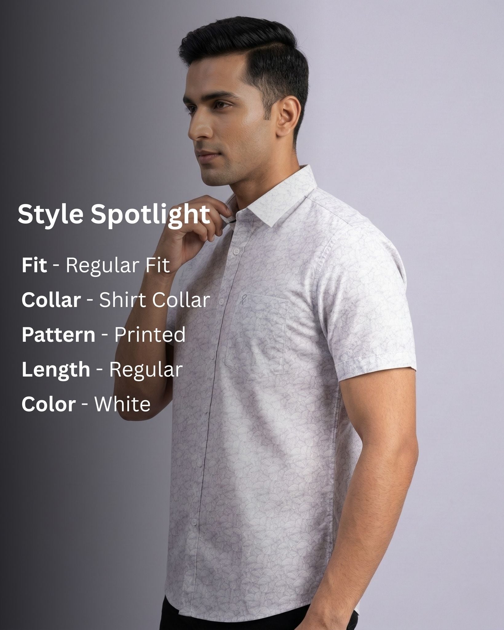 White & Purple Printed Shirt