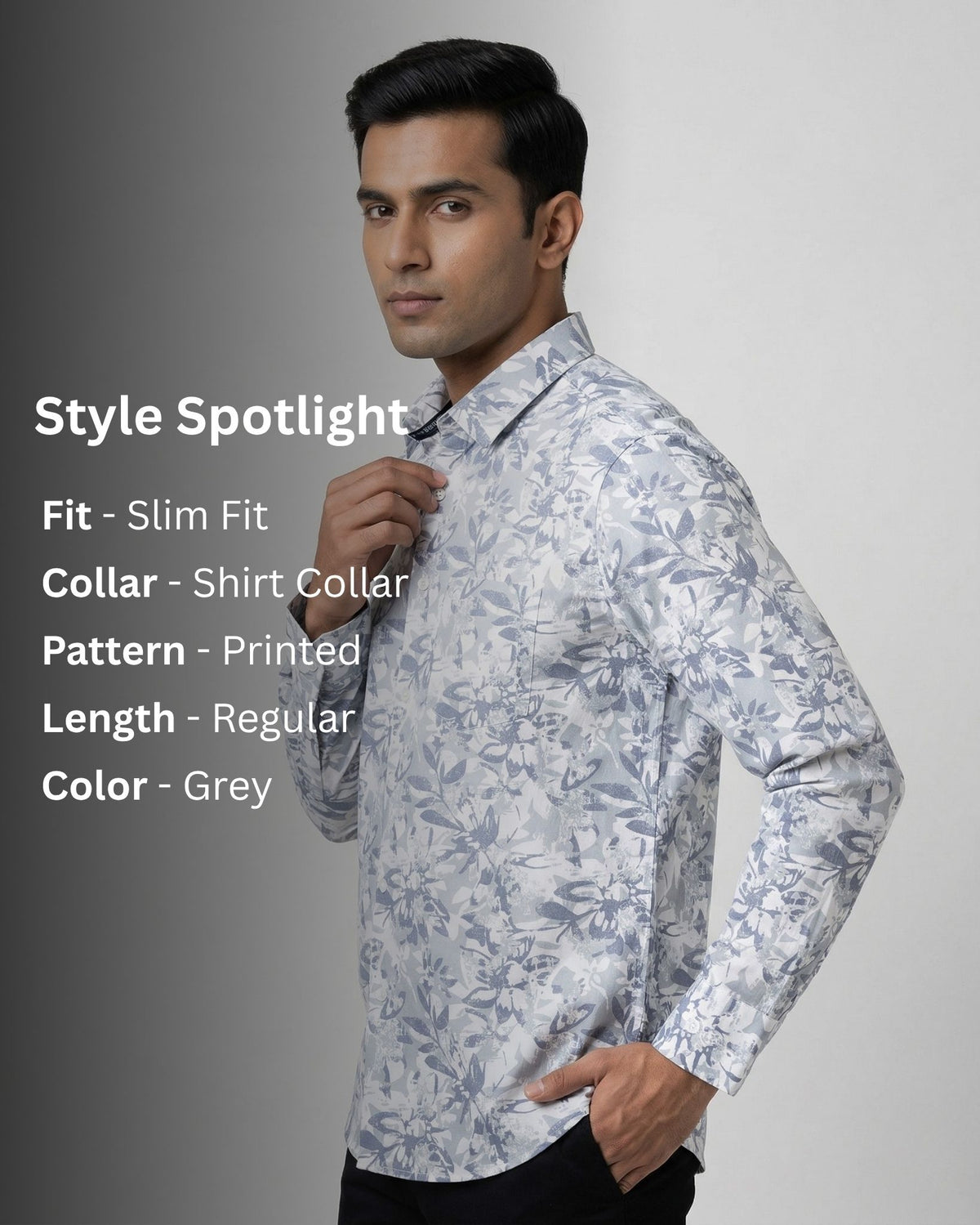 Grey Printed Shirt for Men