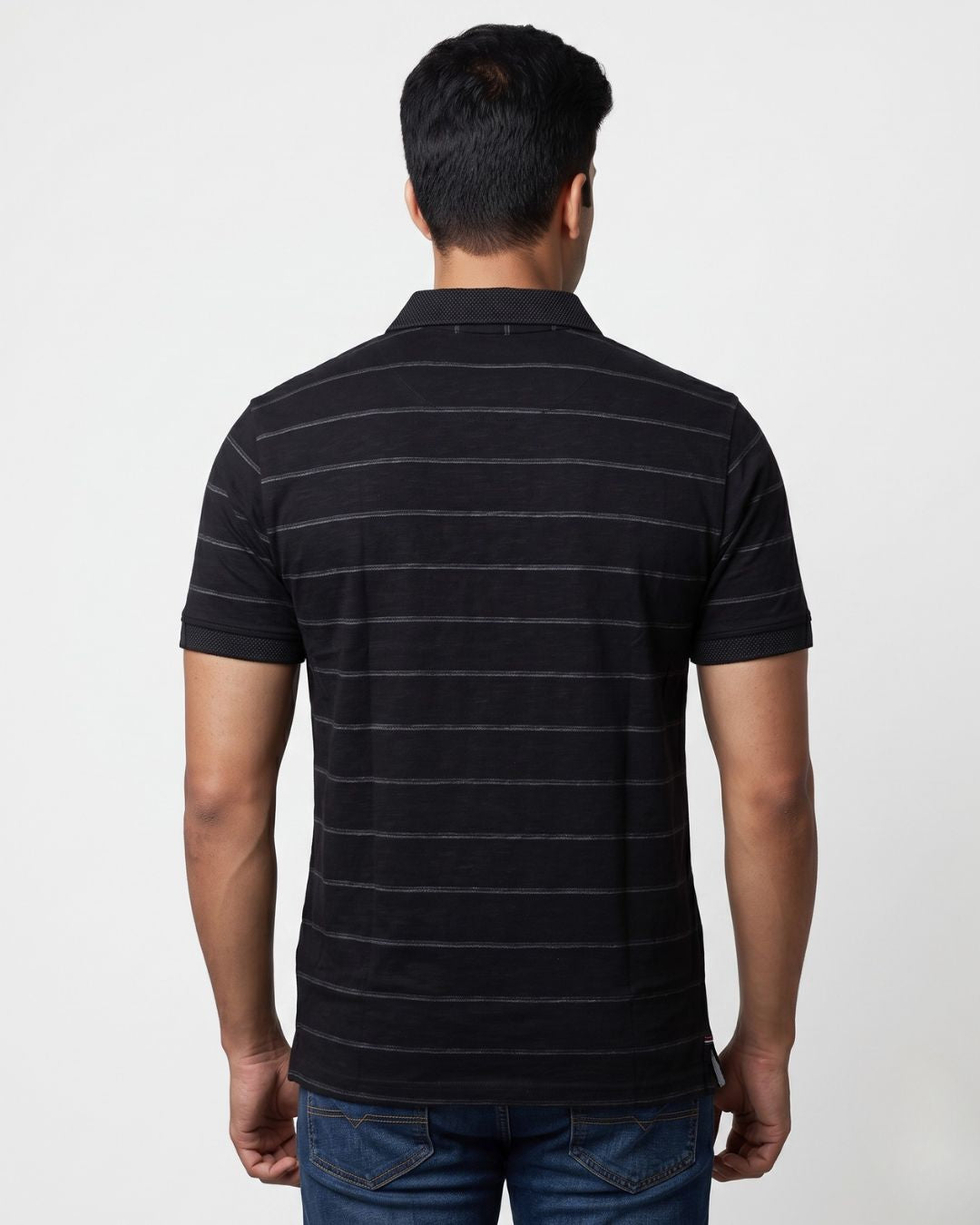 Men’s Black Striped Polo T-Shirt