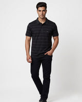 Men’s Black Striped Polo T-Shirt