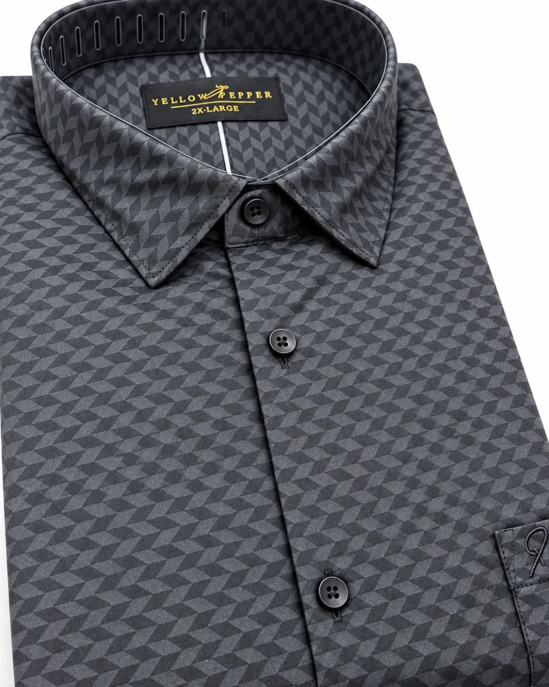 Men’s Black Self- Printed Shirt