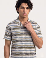 Men’s Multicolour Striped  Half Sleeve Shirt