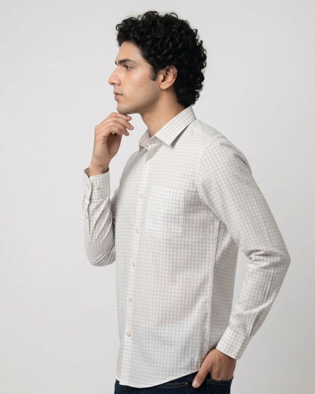 Men’s Off-White Check Casual Shirt