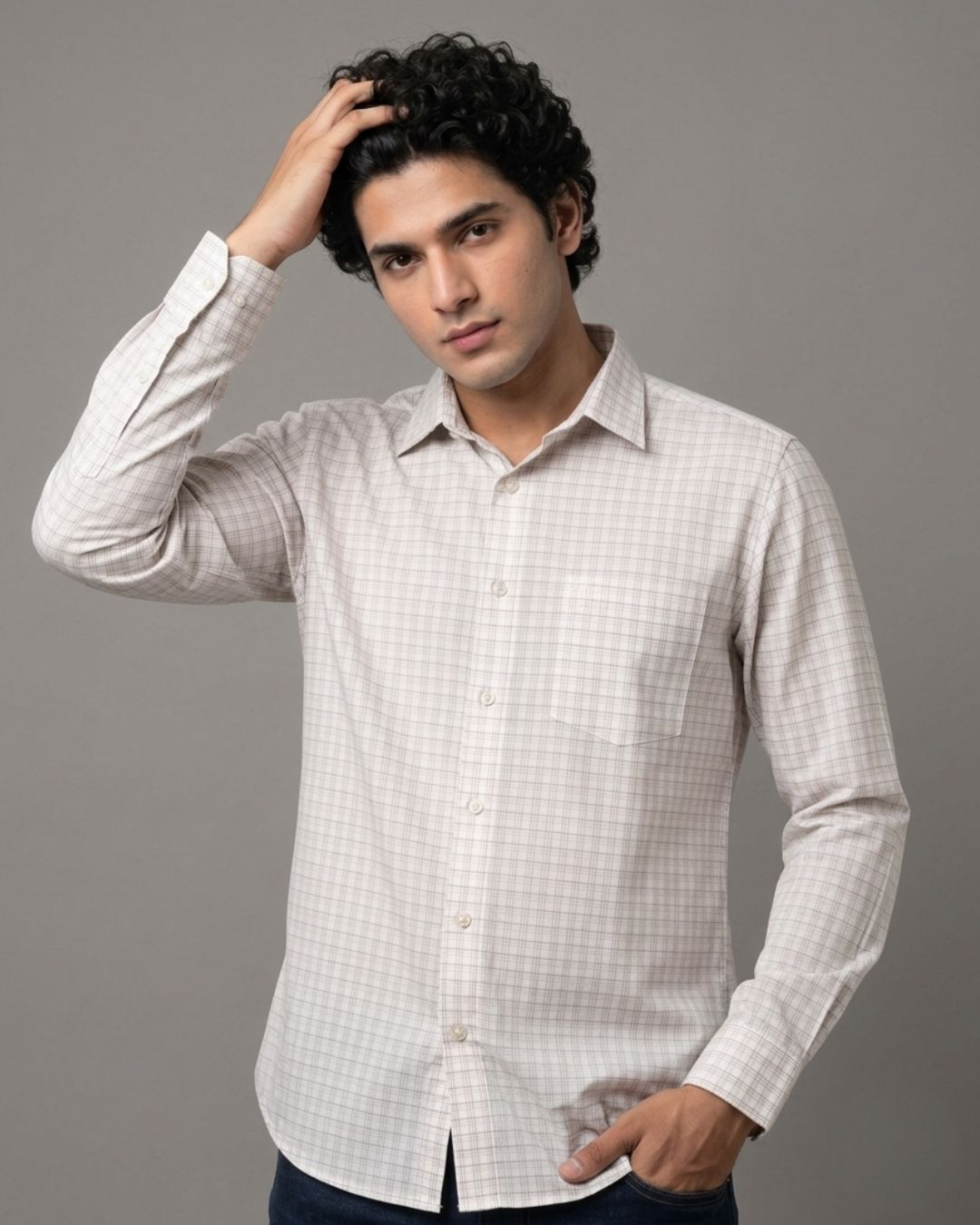 Men’s Off-White Check Casual Shirt