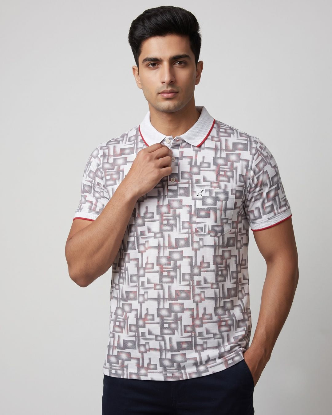 Men's White Printed T-Shirt
