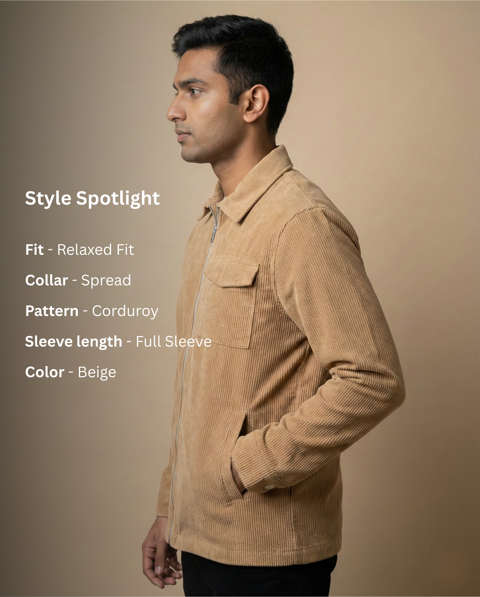 Beige Zipper Shacket