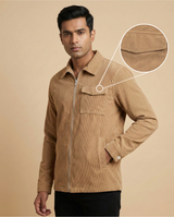 Beige Zipper Shacket