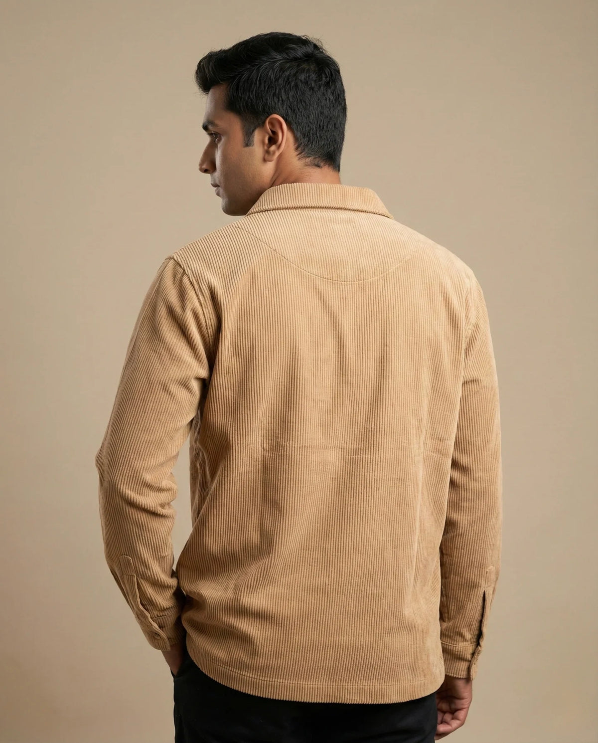 Men’s Beige Zipper Shacket