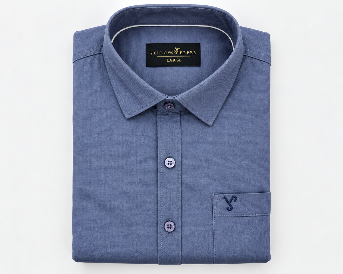 Men’s Blue Self-Textured Casual Shirt