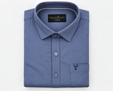 Men’s Blue Self-Textured Casual Shirt