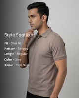 Grey Polo T Shirt for Men Yellow Pepper