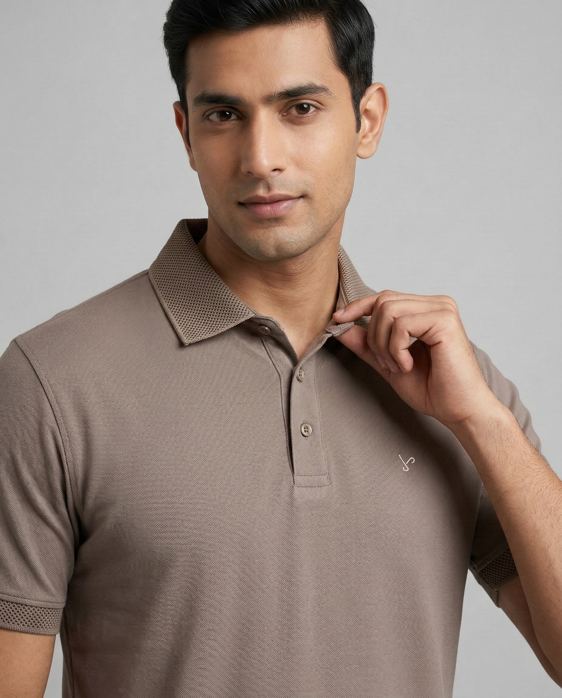Grey Polo T Shirt for Men Yellow Pepper