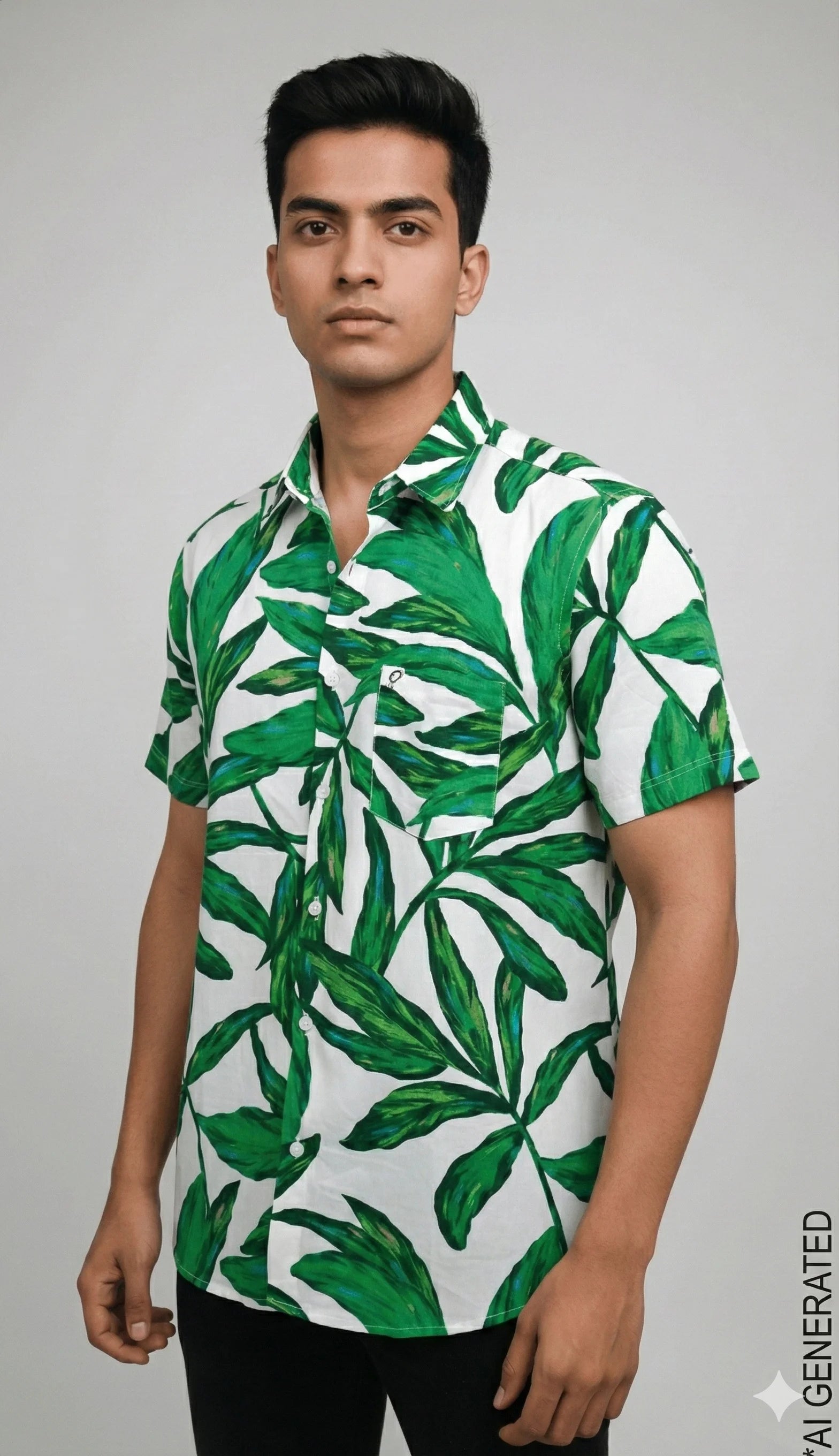 Green Tropical Leaf Shirt