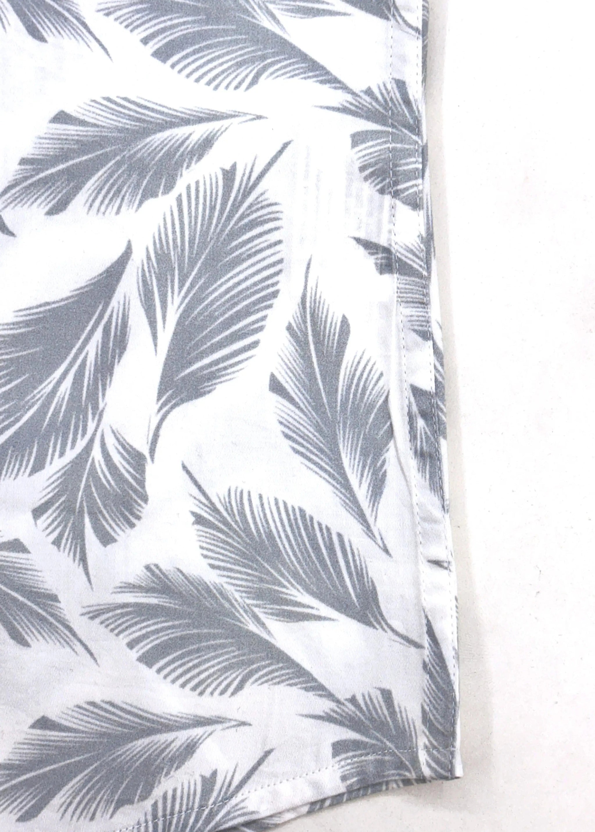 White grey printed cotton blend shirt fabric detail Yellow Pepper