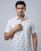 Men wearing white and grey printed slim fit casual shirt Yellow Pepper